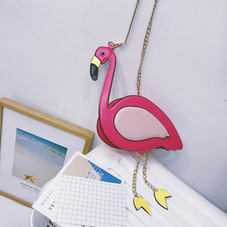 Small Bag for Women 2020 New Women's Bag Cartoon Cute Flamingo Chain Bag Cool Contrast Color Crossbody Phone Bag Fashion