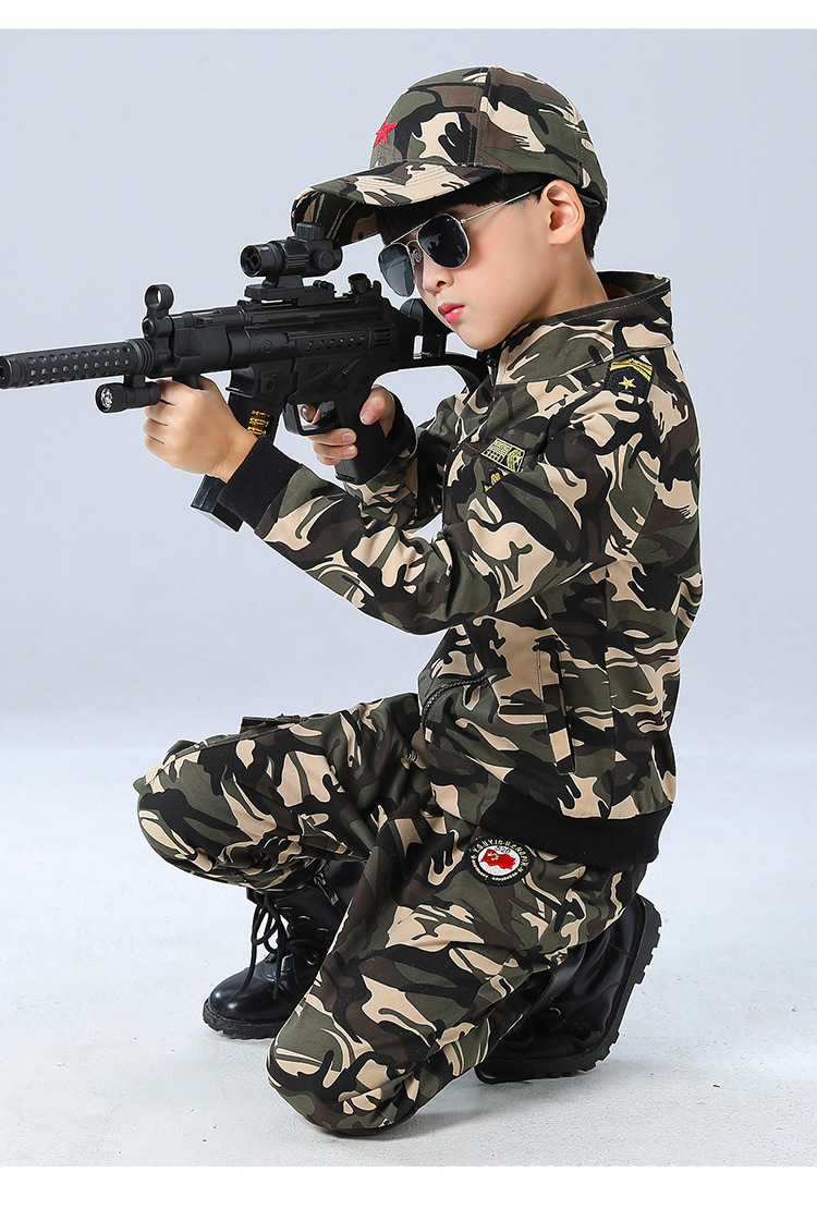 儿童迷彩服套装春秋款2020新款男童棉秋装中大童两件套军训特种兵