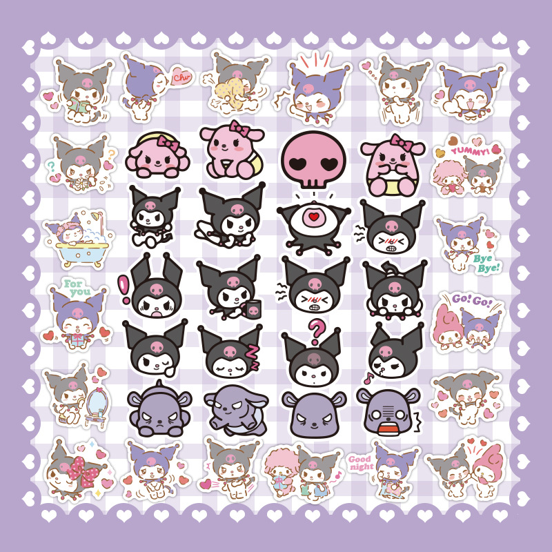 40张可爱卡通kuromi库洛米贴纸手机壳滴胶平板电脑装饰贴pvc防水