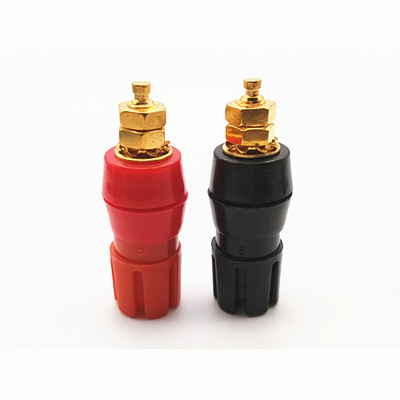 镀金功放机音箱线单联梅花接线柱4mm香蕉头插座夹子盒接线板 端子