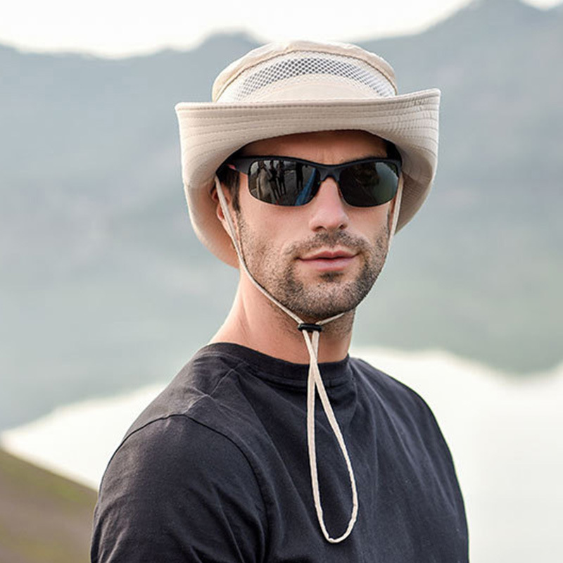 欧美户外钓鱼登山帽子 男士夏季防晒帽网眼渔夫帽 夏季渔夫帽批发