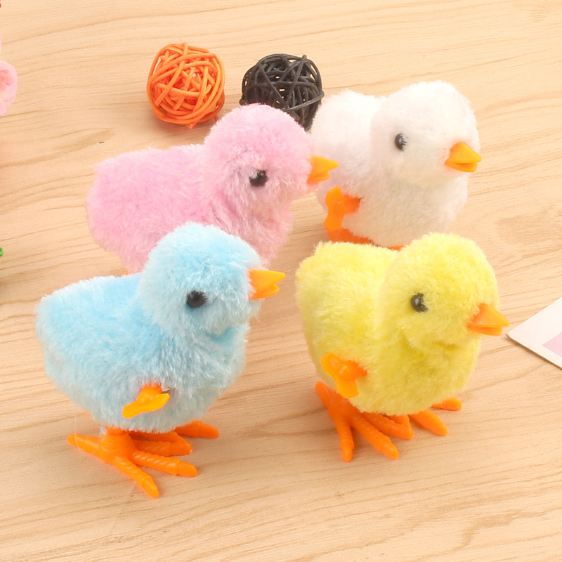 Internet Celebrity Jumping Cute Simulation Clockwork Winding Plush Chicken Toy Moving and Running Baby Children's Puzzle