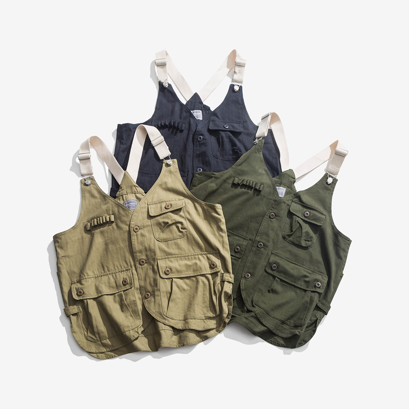 创客男装20新款日系复古男士背带背心美式休闲街头工装马甲坎肩潮
