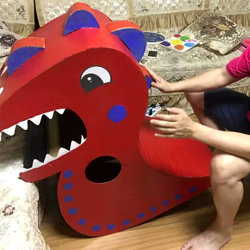 纸盒恐龙纸箱可穿幼儿园纸壳diy制作模型儿童纸皮纸板纸玩具