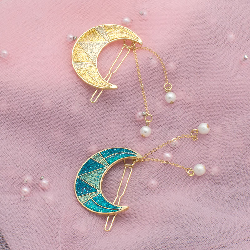 欧美新款梦幻月亮发夹 金粉滴油发饰 跨境亚马逊速卖通wish青蛙夹