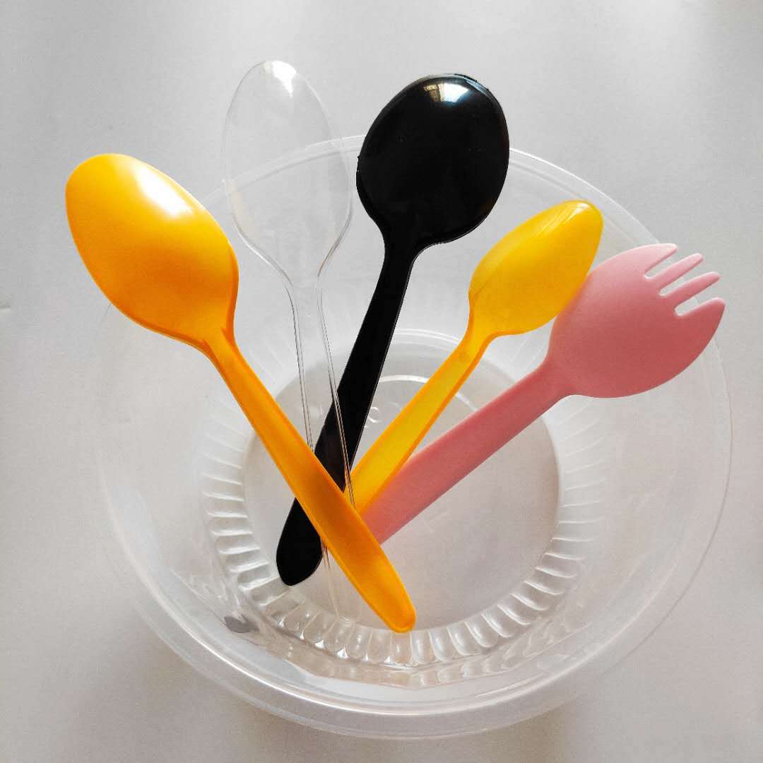 一次性塑料勺子冰粉刨冰勺甜品冰淇淋调羹汤粥勺肯德基勺蛋糕叉勺