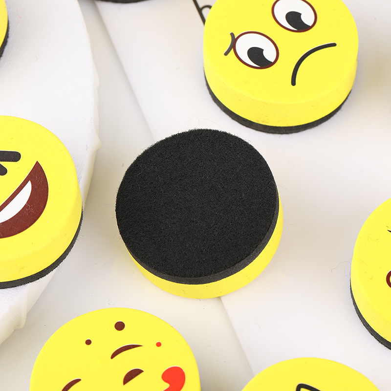 笑脸表情eva磁性白板擦 圆形eva毛毡黑板擦 可爱儿童教学海绵板擦