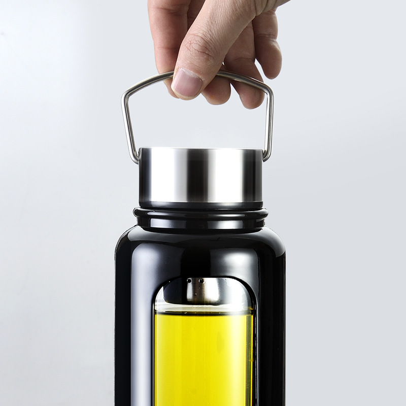 大玻璃杯茶水分离玻璃杯男士大容量便携式双层防摔水杯泡茶杯子10