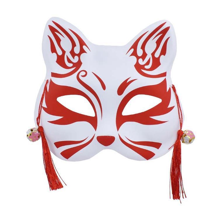 半脸猫狐狸面具 手绘抖音同款日式和风动漫男 女儿童派对舞会用品