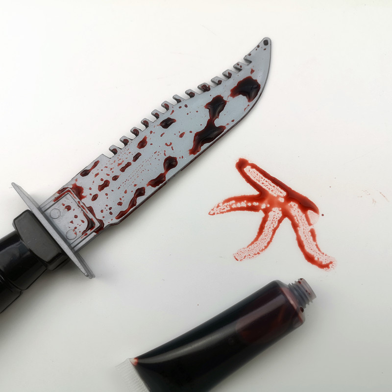 厂家直销万圣节塑料血刀吸血鬼恶搞血刀派对仿真匕首万圣节道具