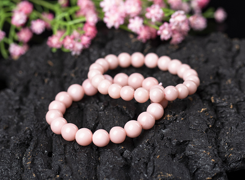 新款粉澳宝水晶手链 天然澳宝全粉色手链无杂质 女生饰品直播批发