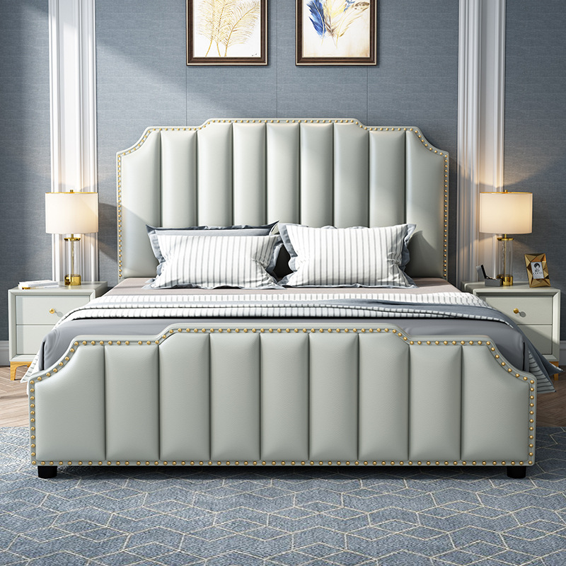 欧式皮床18米主卧双人皮床后现代网红高靠背北欧简约卧室家具