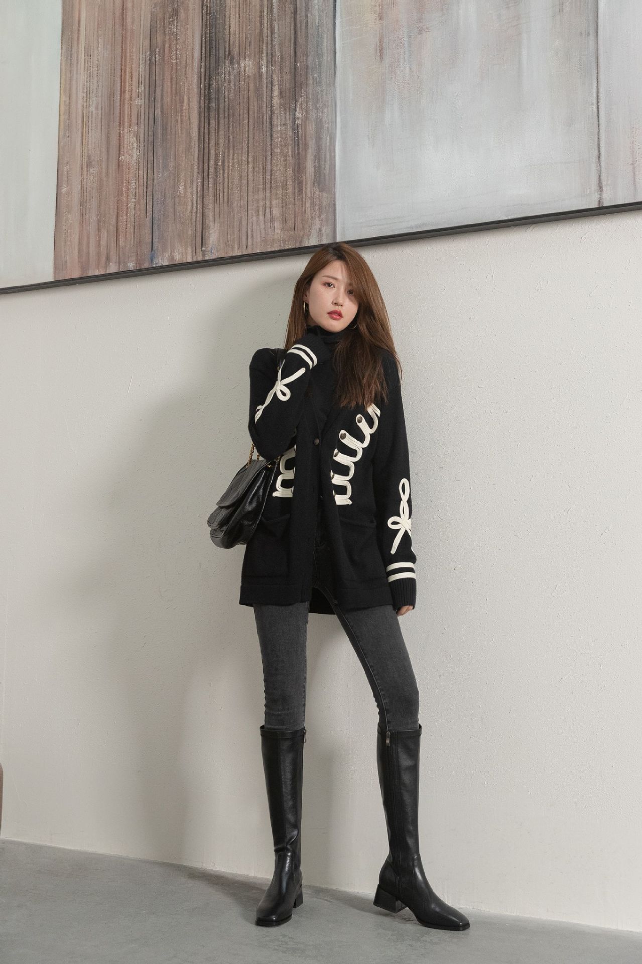 超百搭韩国东大门弹力高筒骑士靴2020新款中跟网红同款牛皮长靴女