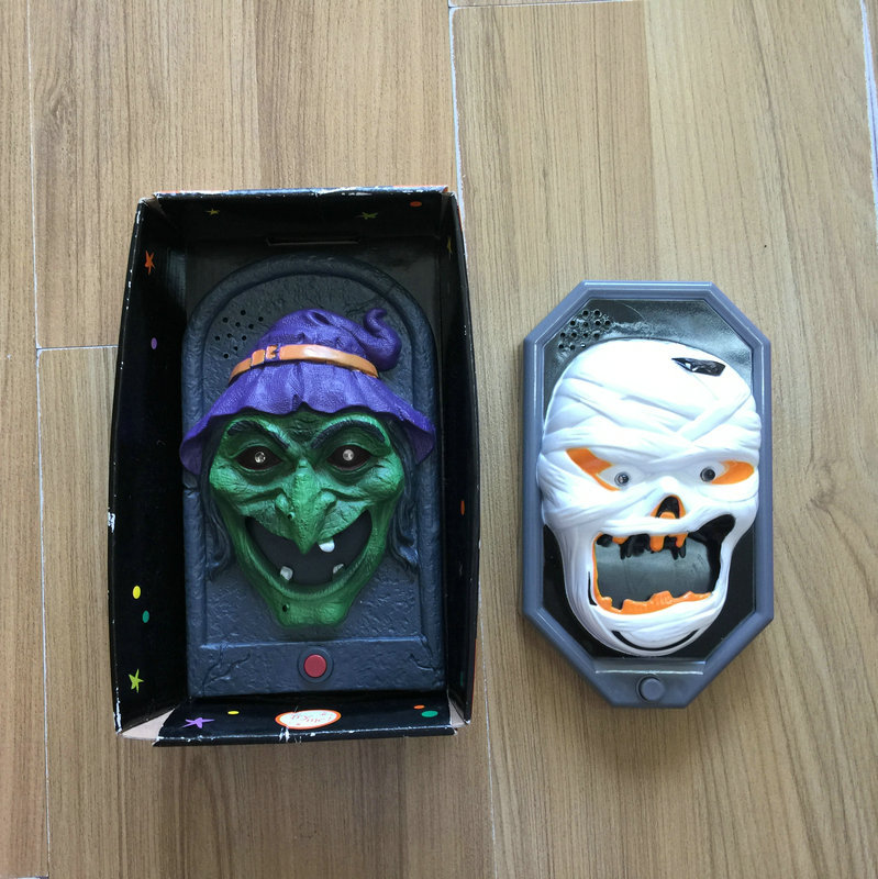 恐怖骷髅头门铃 酒吧鬼屋派对舞会节日气氛玩具 发光发声鬼节门铃