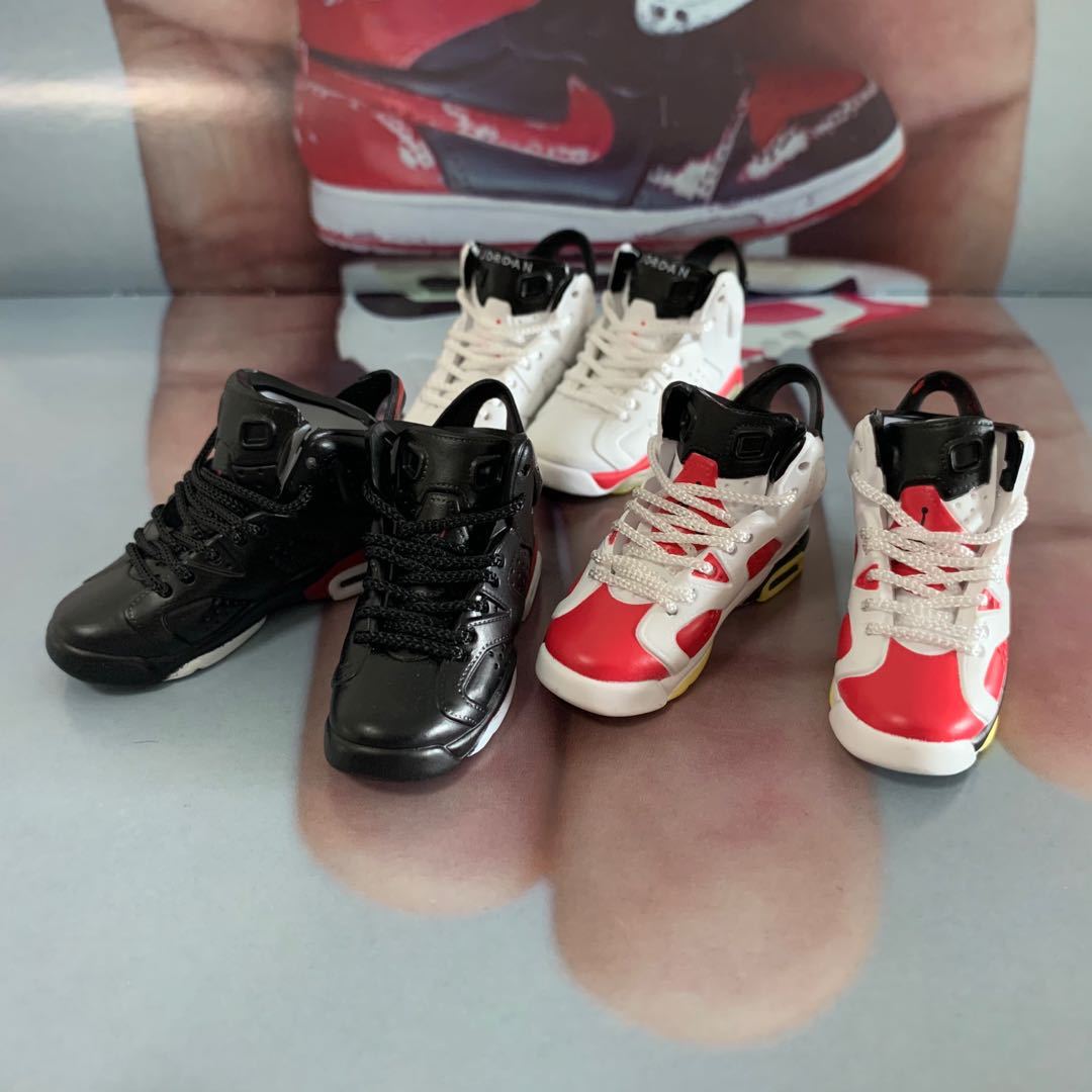 6代aj6黑红兔八哥胭脂红一对裸鞋批发钥匙扣乔丹3d立体球鞋模型