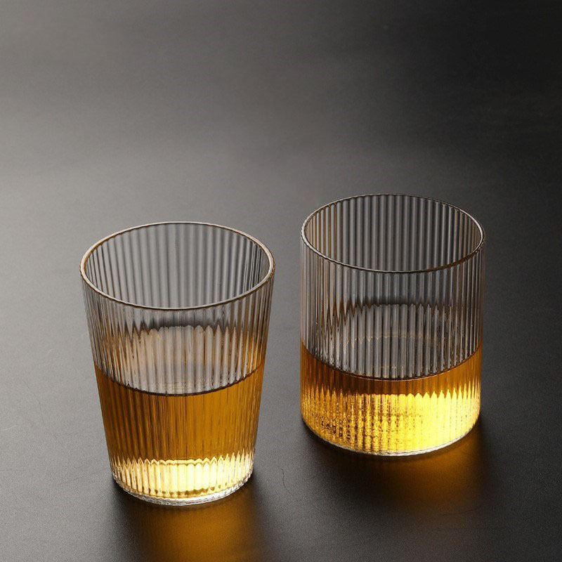 Thin Striped Water Cup Ins Style Japanese Style Vertical Grain Simple Glass Home Beer Mugs Coffee Milk Borosilicate Cup