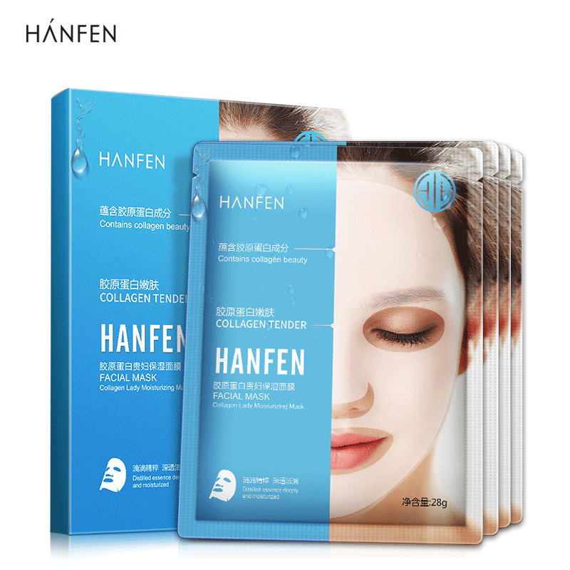 Han Fen Collagen Lady Moisturizing Mask Moisture Replenishment Oil Controlling and Pore Refining Moisturizing Mask Factory Wholesale