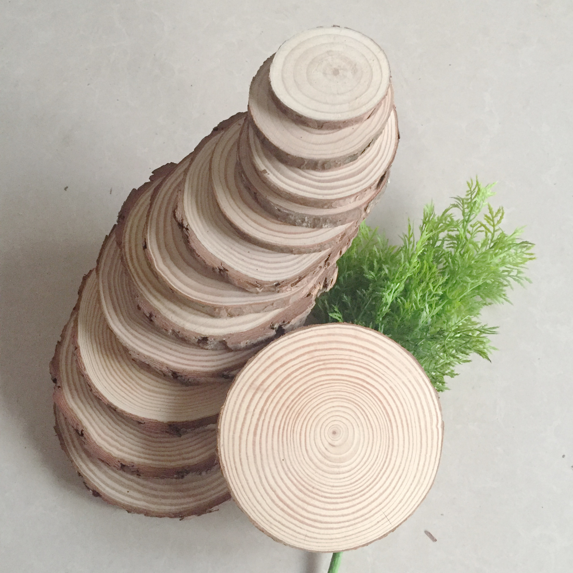 原木片松木带孔年轮画diy木头块装饰背景墙手绘环创幼儿园 圆木片