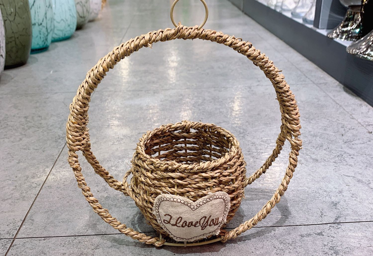 创意手工藤编织田园风花篮多肉栽植壁挂装饰家居简约时尚摆件