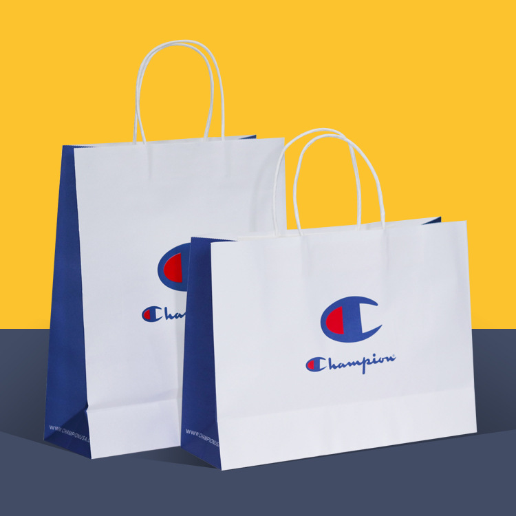 白牛皮纸竖款横款冠军 champion 纸袋 手提袋子 服装袋零售现货
