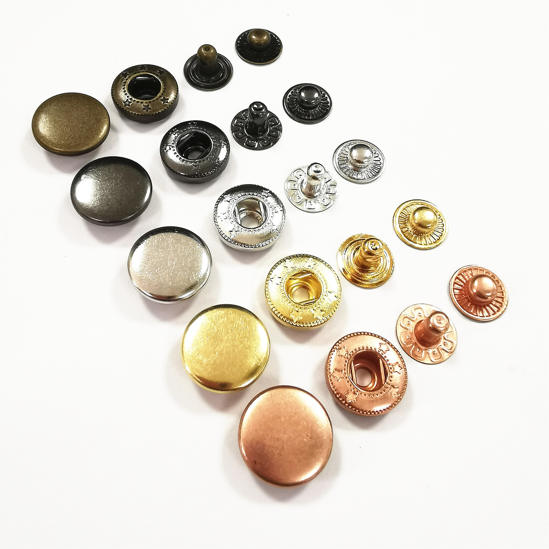 服装辅料四合扣 按扣四件套金属 青古铜色揿钮 羽绒服棉服扣子