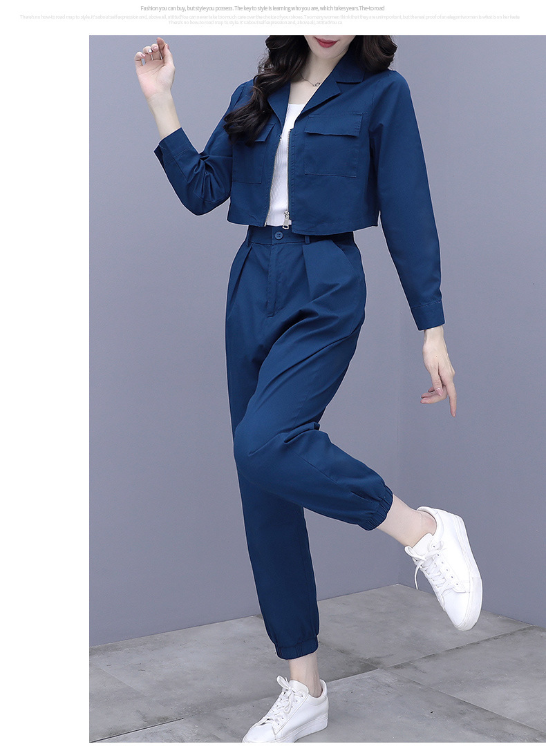 2020秋季套装两件套女洋气工装短款西装外套时尚休闲装九分裤实拍