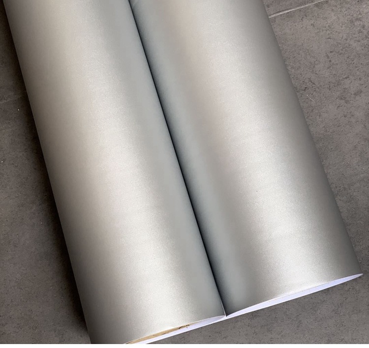 特厚有导气槽哑面金属银色背胶自粘墙纸壁纸装饰装饰贴膜波音软片