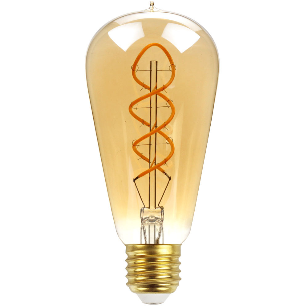 日本100v 4w仿古灯泡st64拉尖双螺旋led灯丝灯暖光灯复古复古灯泡