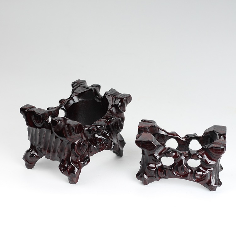 带槽奇石头底座鹅卵石底座黄河石底座风凌石草画石国画石底座实木