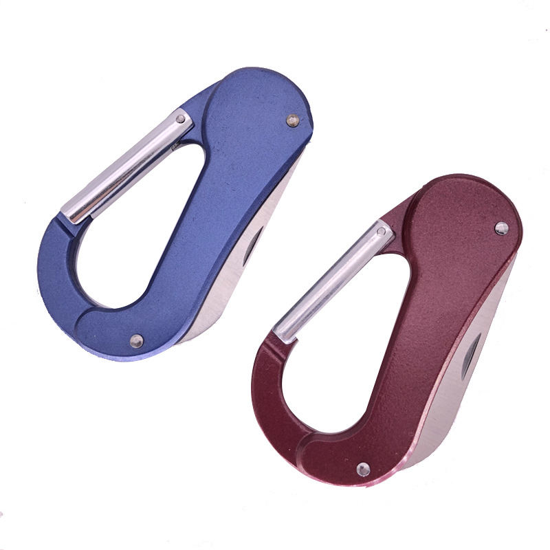 户外d型登山扣 多功能折叠安全挂扣 便携刀具led灯