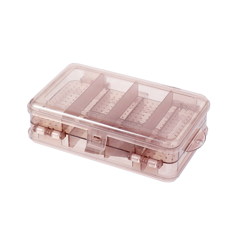 Double Deck Compartment Portable Jewelry Box Plastic Transparent Earrings Storage Box Ornament Double-Sided 10-Grid Mini Storage Box