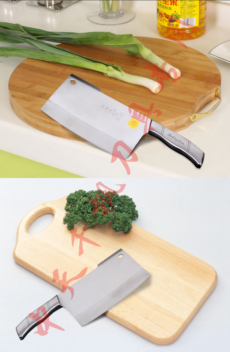 盛龙钢柄双刃刀不锈钢面厨房师家用斩骨切肉片桑菜刀王具跑江湖