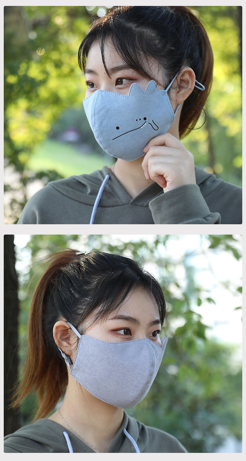 新款冬季棉口罩女卡通印花三层可水洗挂耳式可爱个性防尘保暖口罩