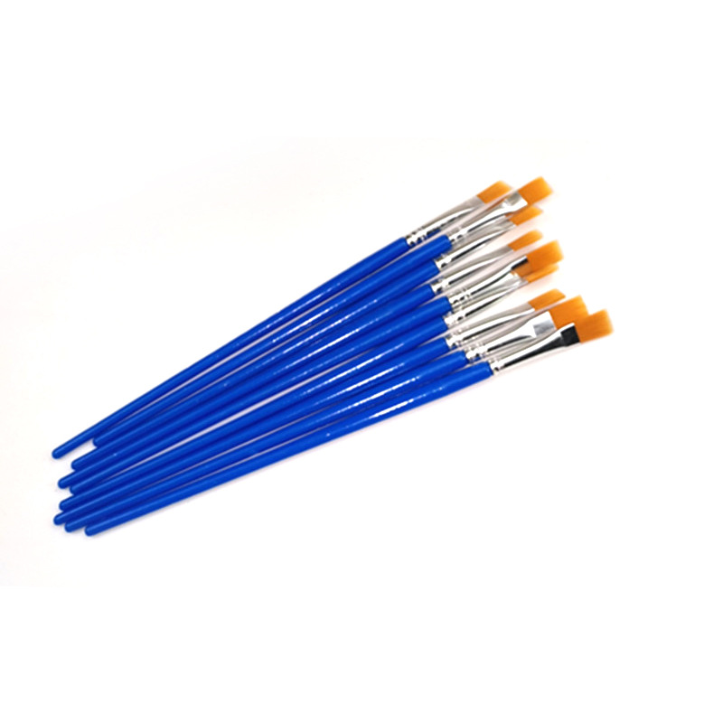 Small Row Pen Nylon Hair Brush Flat Pen Children Graffiti Paint Brush Gouache Pen Oil Painting Brush Plastic Rod Brush