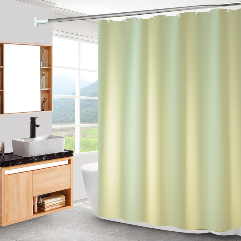 酒店卫生间纯色防水帘子浴室洗澡帘免打孔浴帘套装厕所门帘隔断帘