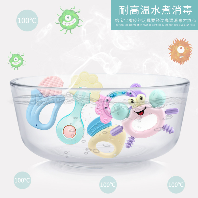 Water Boiling Suitable Rattle Baby Toys Baby 0-1 Years Old Handbell Newborn Toddler Puzzle Can Be Teether