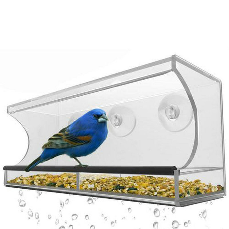 厂家设计定制亚克力喂鸟器 有机玻璃窗口悬挂喂食器 爬虫饲养箱