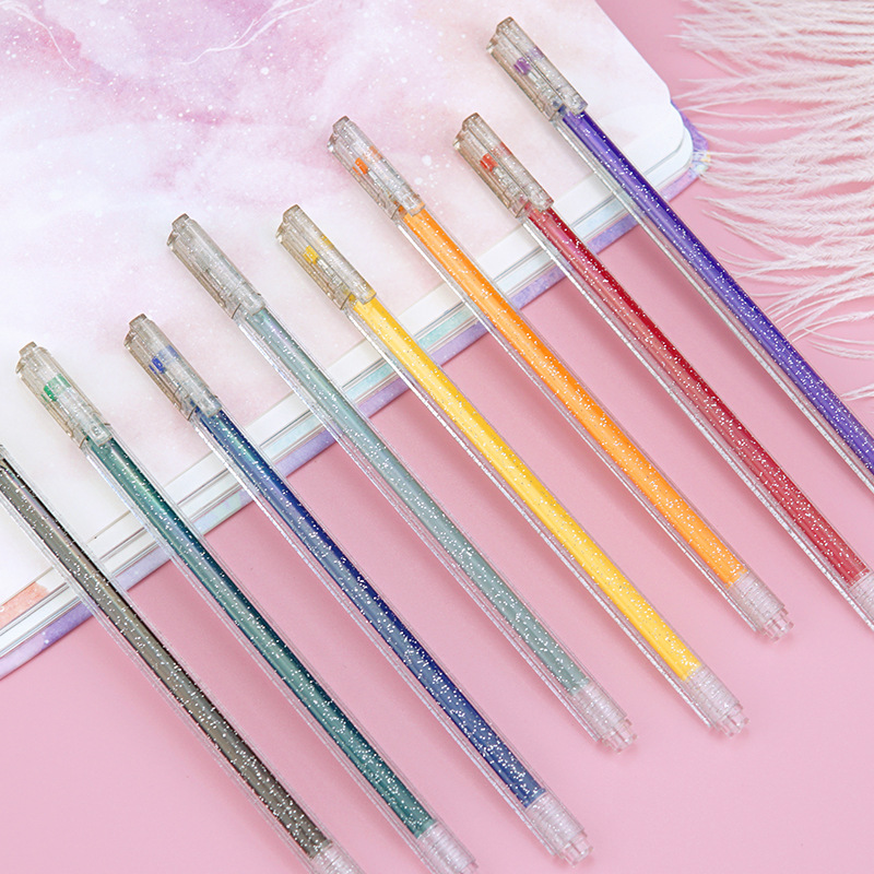 网红闪光啫喱笔彩色中性笔闪亮珠光手账荧光笔学生涂鸦绘画水彩笔