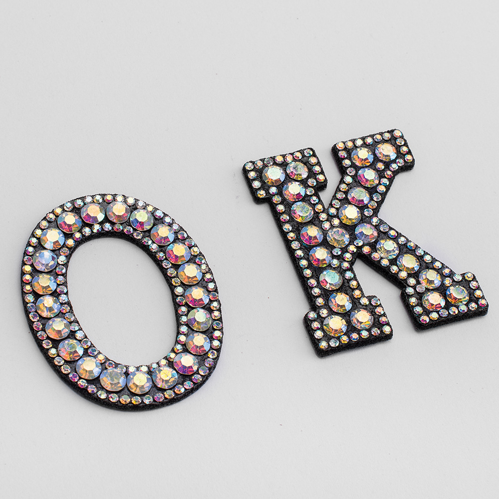 26个英文字母ab钻水钻烫钻布贴补丁贴衣服包包手缝补丁贴