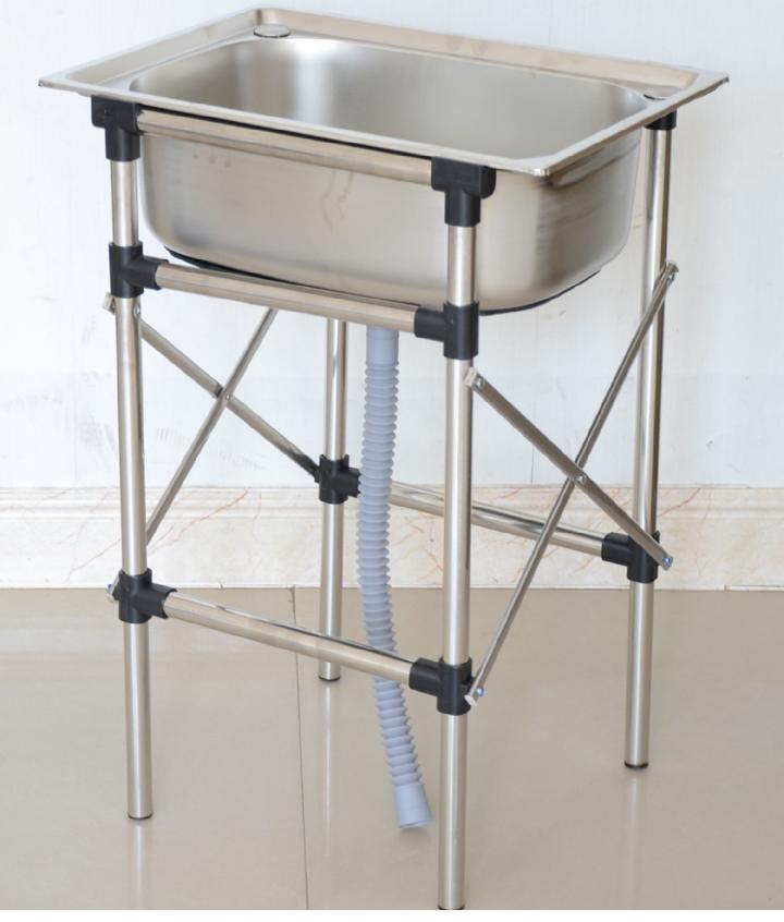 简易折叠不锈钢水槽单槽带支架水槽洗菜盆洗碗池单水池洗手盆落地