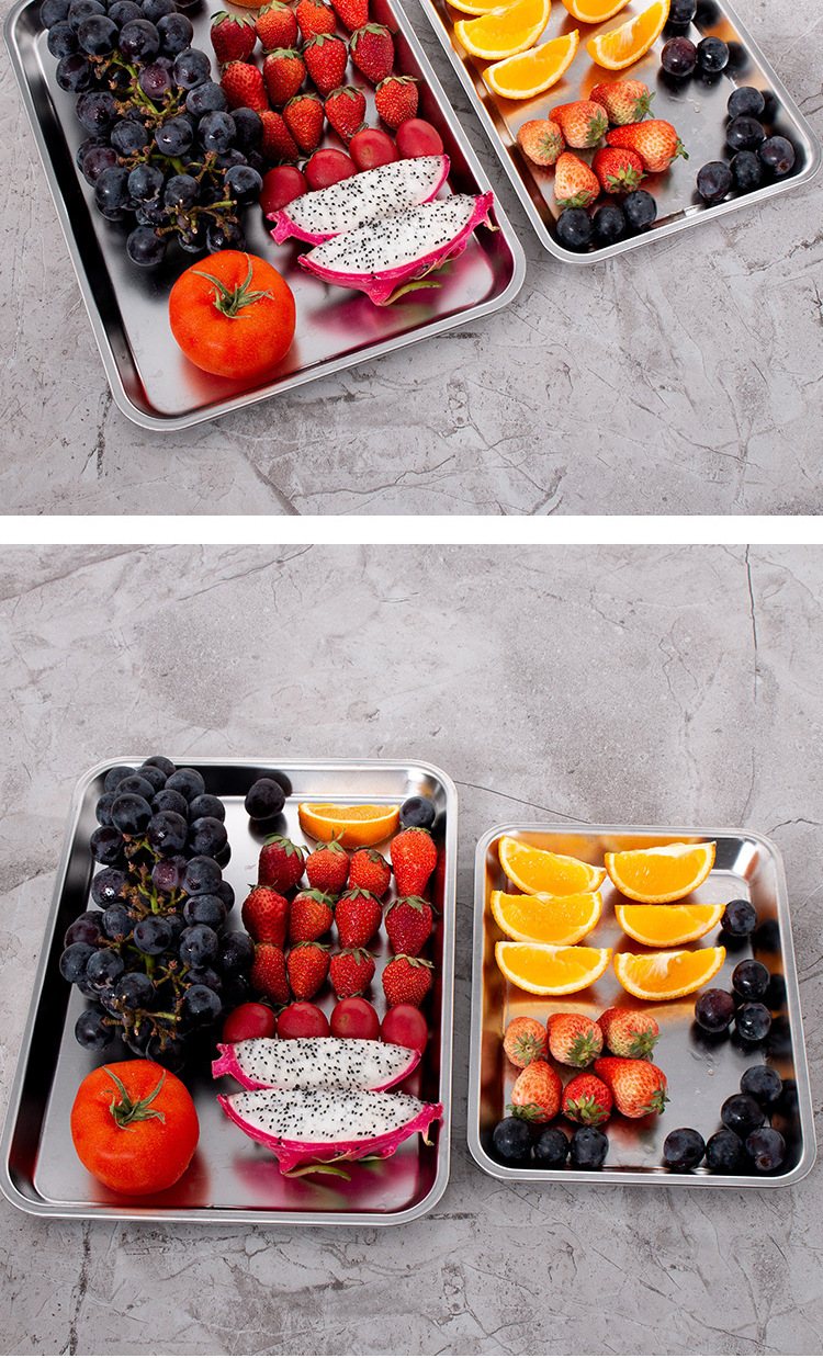 厂家直销304不锈钢方盘 长方形水果托盘烧烤盘 多用烘焙烤蒸饭盘