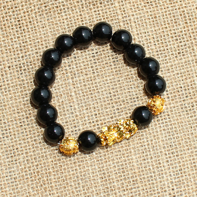 Simulated Vietnam Alluvial Gold Pi Xiu Bracelet Men's Six Words Proverbs Picchu Bracelet Buddha Beads Jewelry Live Broadcast One Piece Dropshipping