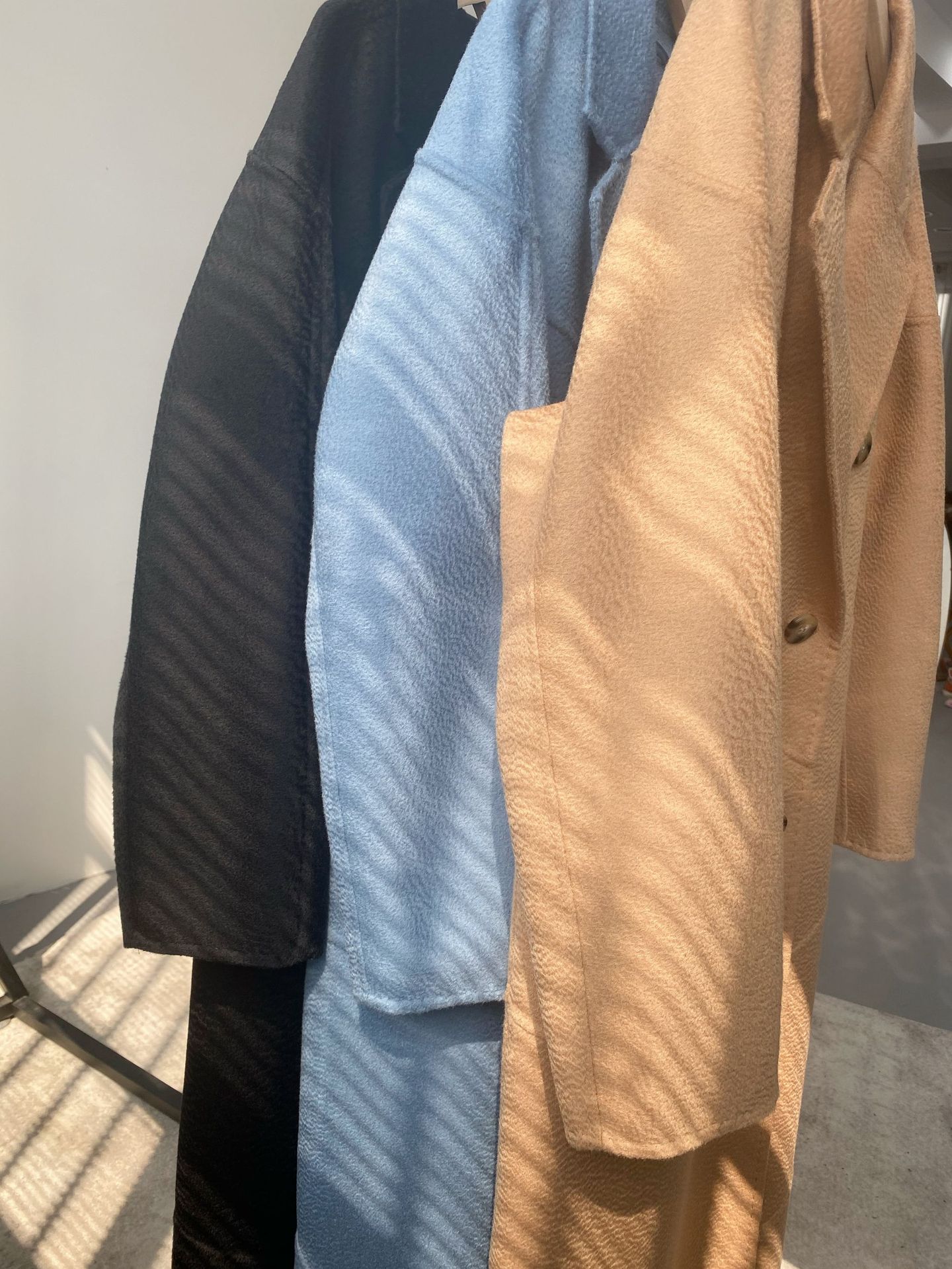 女装羊毛水波纹双面羊毛大衣女2020新款赫本风毛呢中长款呢子外套