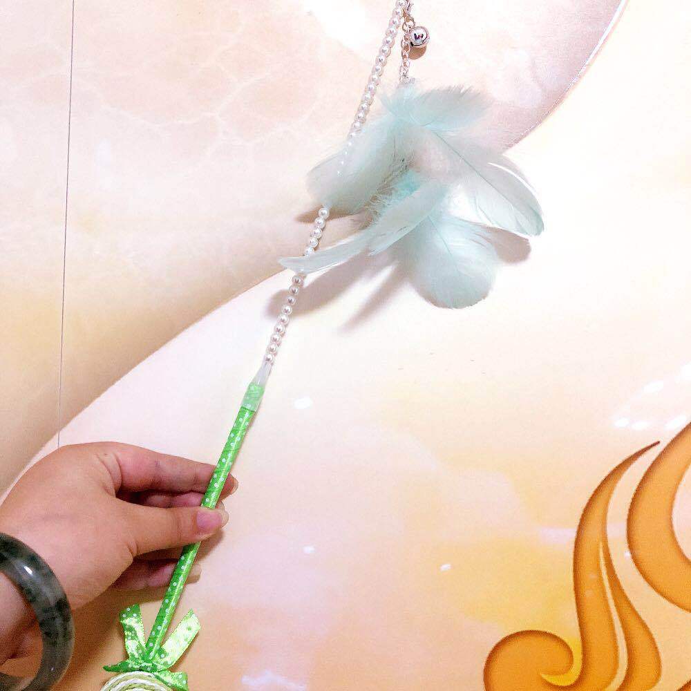 彩色羽毛铃铛棒棒糖逗猫棒仙女棒手工珍珠少女心梦幻逗猫玩具批发