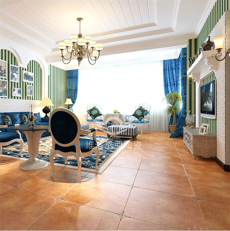 田园风带角花仿古砖客厅阳台庭院防滑地砖600x600餐厅复古瓷砖