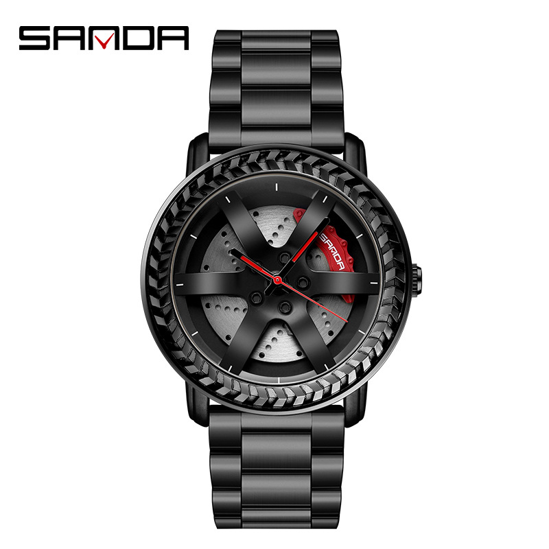 三达批发手表男士学生时尚装潮流钢带防水带石英腕表休闲大气男表