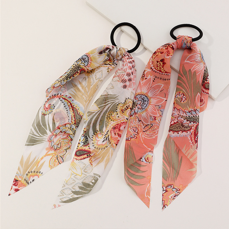 欧美波西米亚风创意仙女飘带 气质雪纺印花长飘带网红款跨境批发