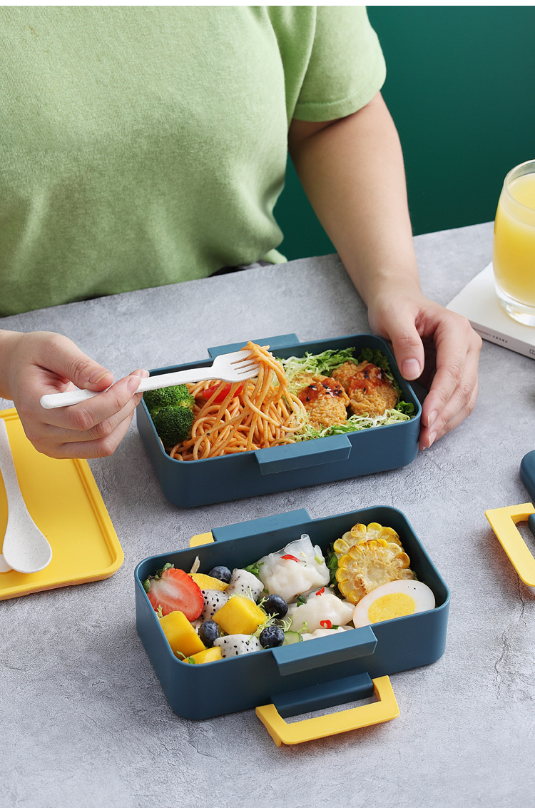 ins饭盒上班族日式分格餐盒日本便当盒双层分隔型可用微波炉加热