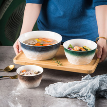 雅而致北欧风创意陶瓷碗批发沙拉碗泡面碗家用大汤碗陶瓷餐具ins