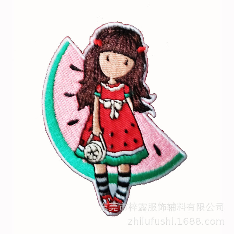 新款刺绣布贴 时尚女孩布贴 补丁贴外套装饰服装辅料背胶现货